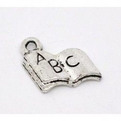 Metalinė dekoracija-pakabukas knyga B12290 17x11mm, antikinio sidabro