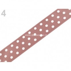 Satininė taškuota juostelė 19mm, kakavos, 1m