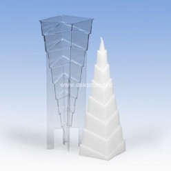Skaidraus plastiko forma žvakei, laiptuota piramidė 87 x 71 x 220mm