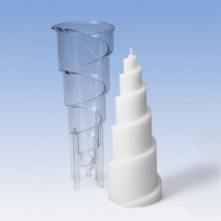 Skaidraus plastiko forma žvakei, spiralinė piramidė 78 x 203mm